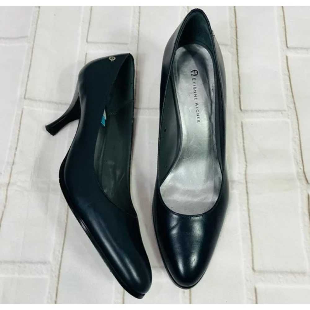 Etienne Aigner leather black pumps heels size 9.5 - image 1