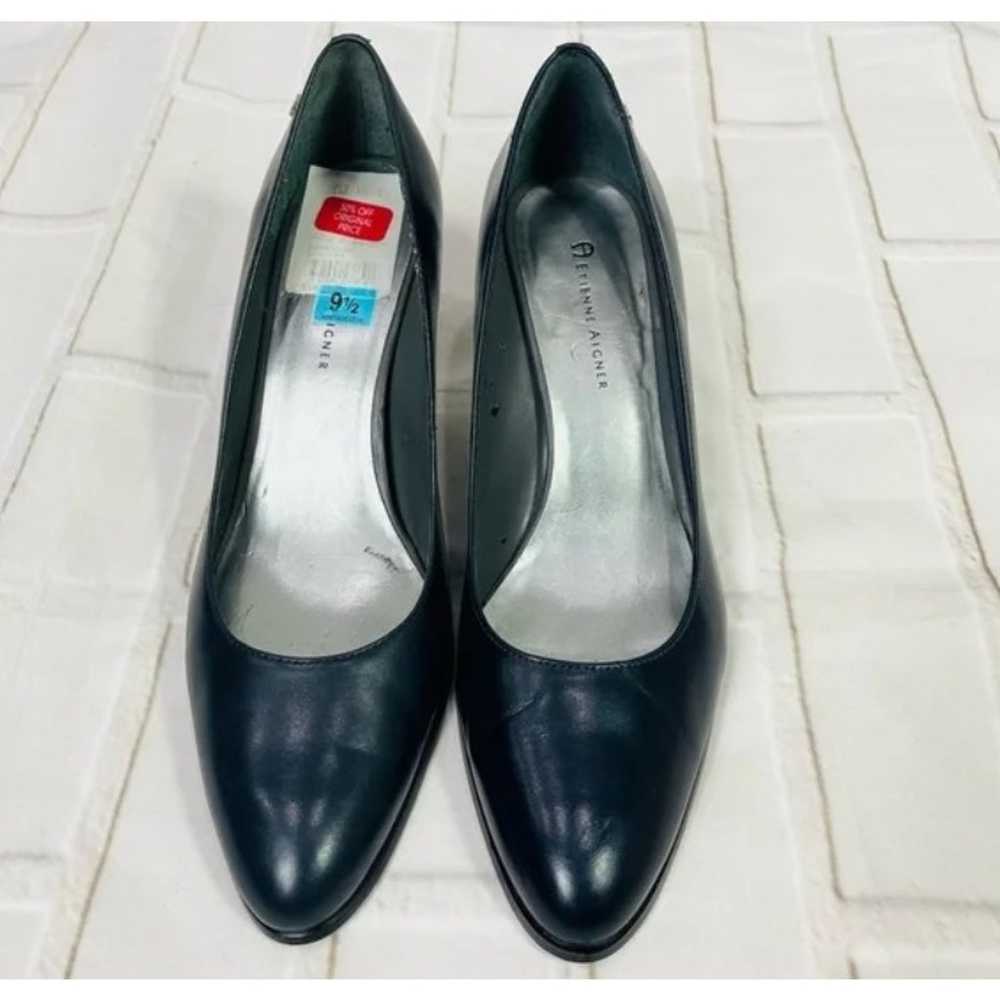 Etienne Aigner leather black pumps heels size 9.5 - image 2