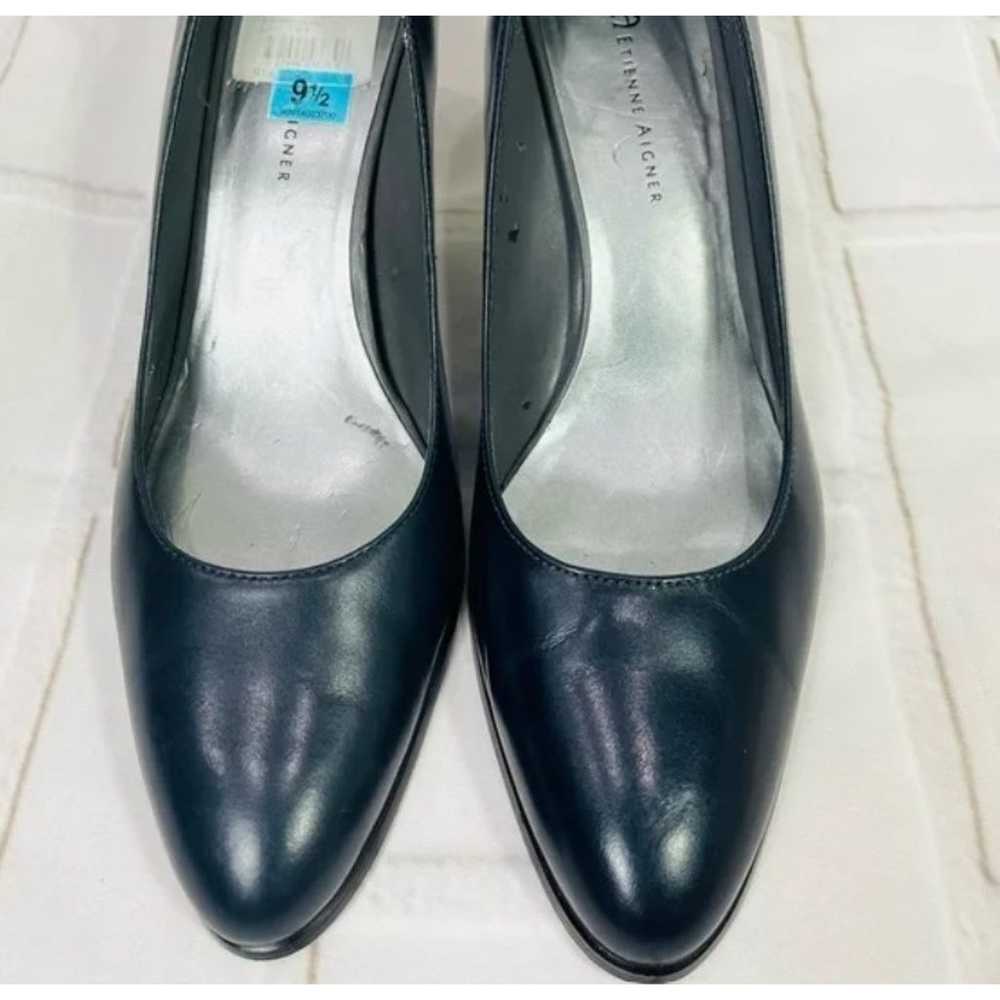 Etienne Aigner leather black pumps heels size 9.5 - image 3