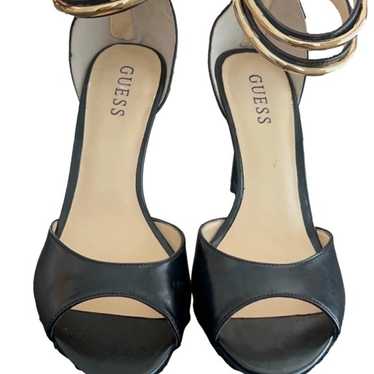 Women's Guess Black & Gold Heels Size 8 - image 1