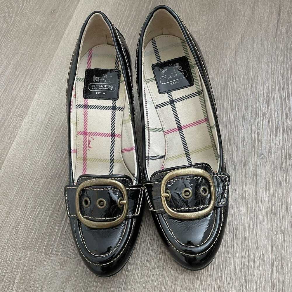 Coach 7.5B Hillory Black Patent Pumps Buckle Made… - image 1