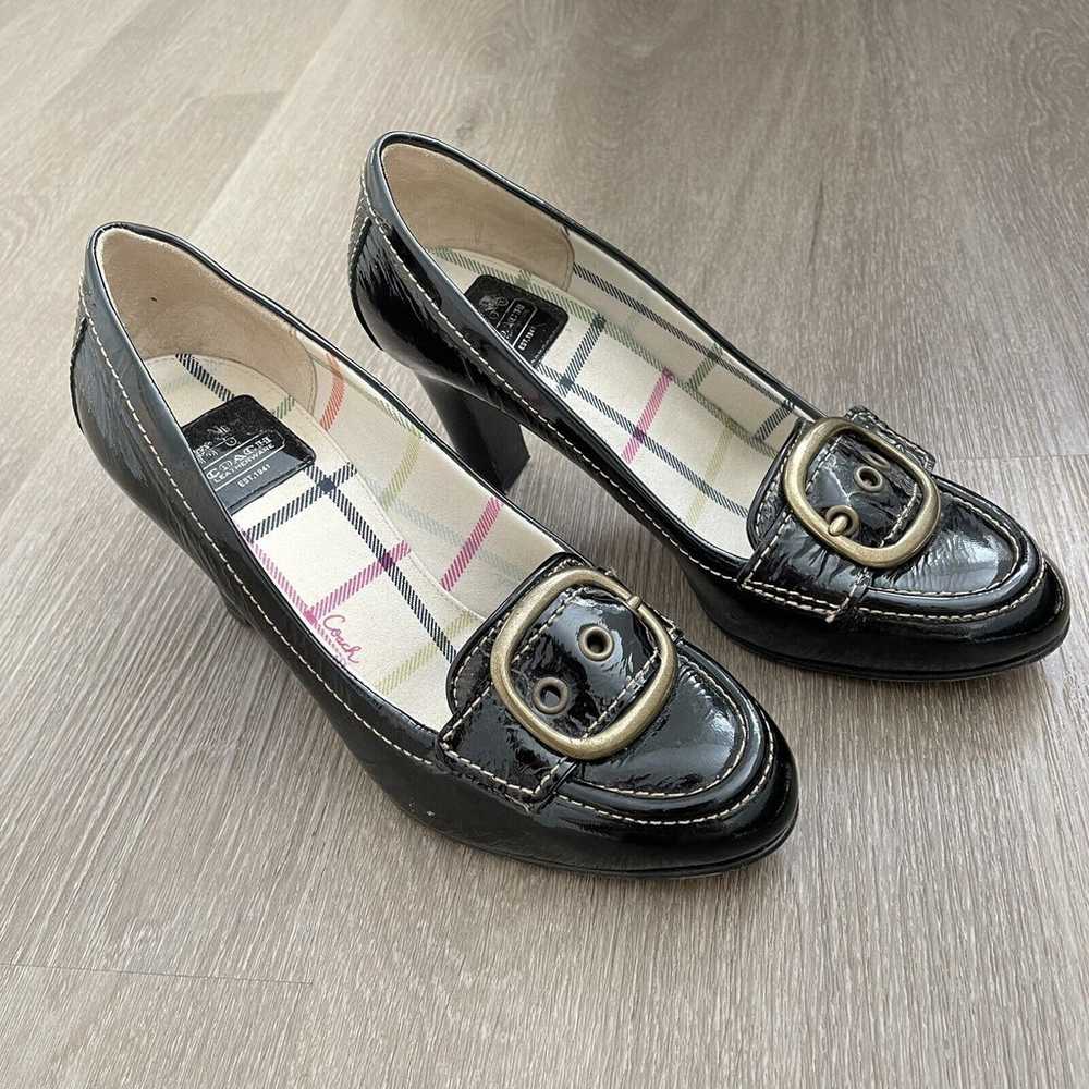 Coach 7.5B Hillory Black Patent Pumps Buckle Made… - image 2