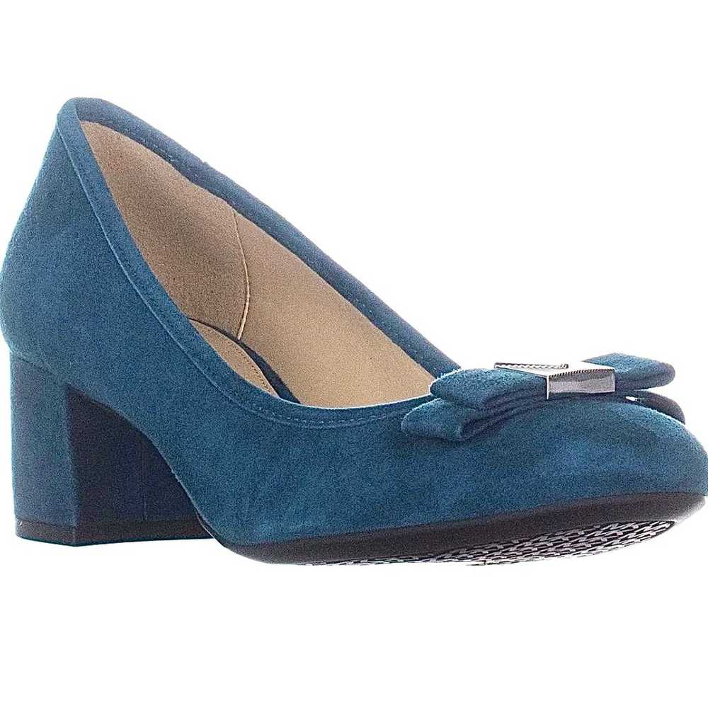 Michael Kors Caroline Suede Leather Teal Blue Mid… - image 1