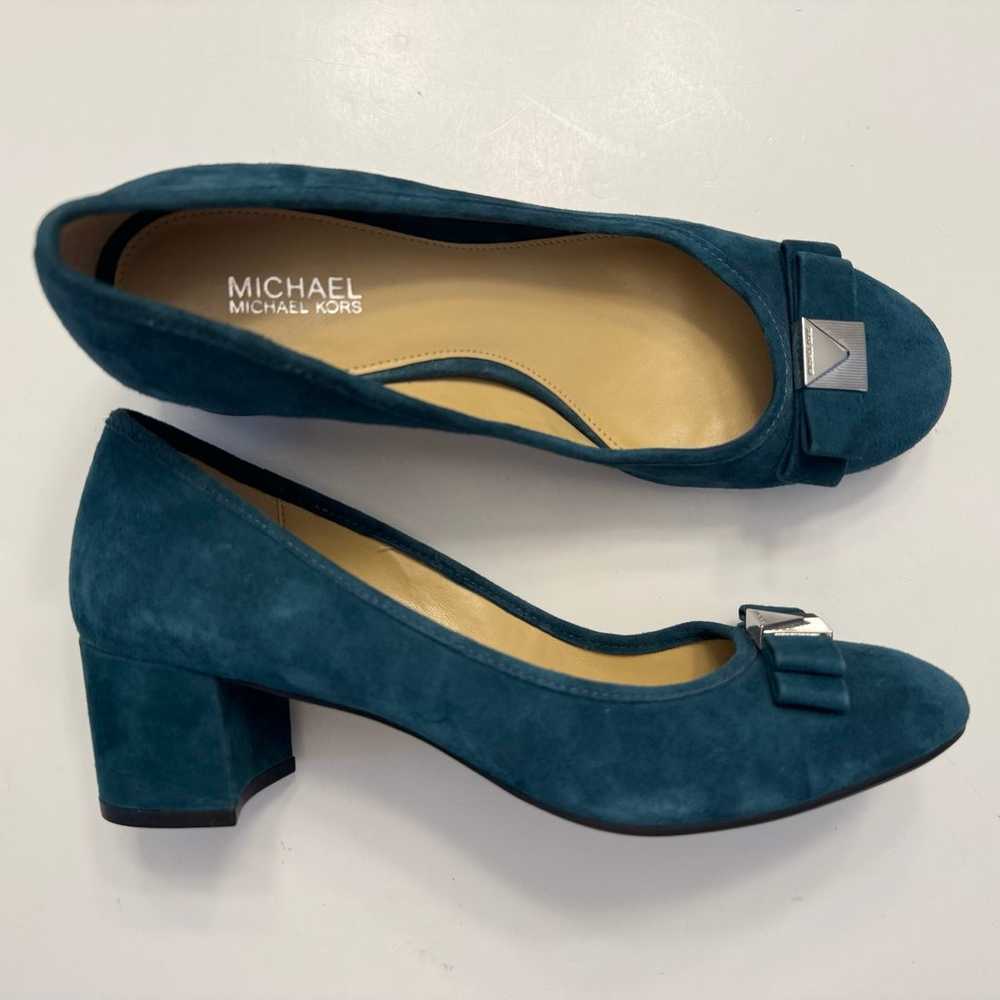 Michael Kors Caroline Suede Leather Teal Blue Mid… - image 2