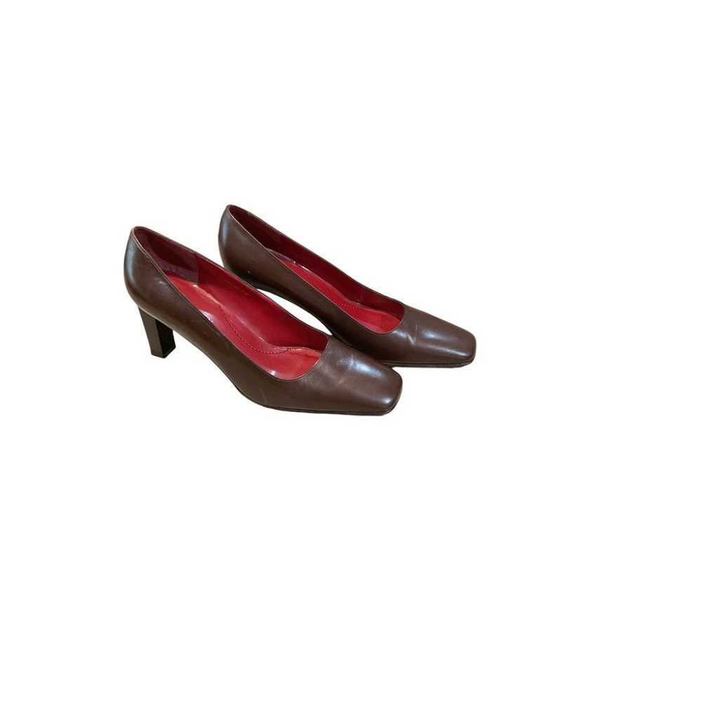 Lauren Ralph Lauren Brown Leather Square Toe Pump… - image 3