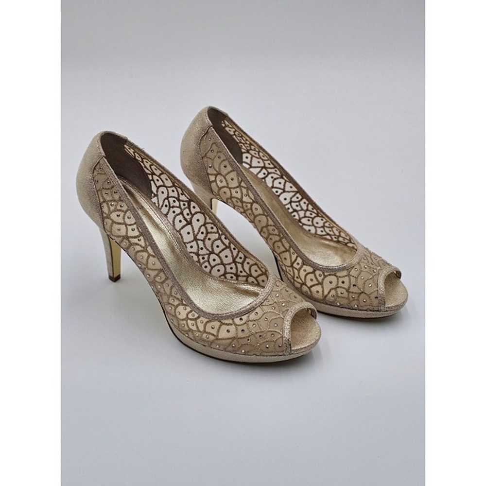 Adrianna Papell Women's Foxy Gold & Crystal Peep-… - image 3