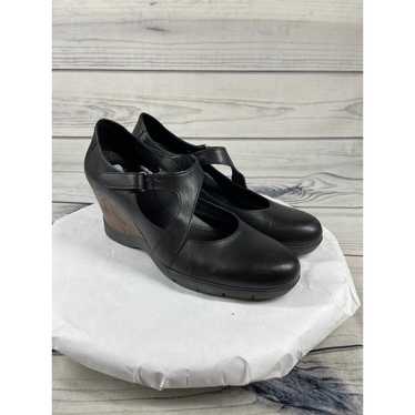 Sanita Leather Wedge Mary Janes Black Size 9