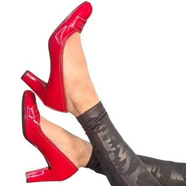 Red patent leather heels