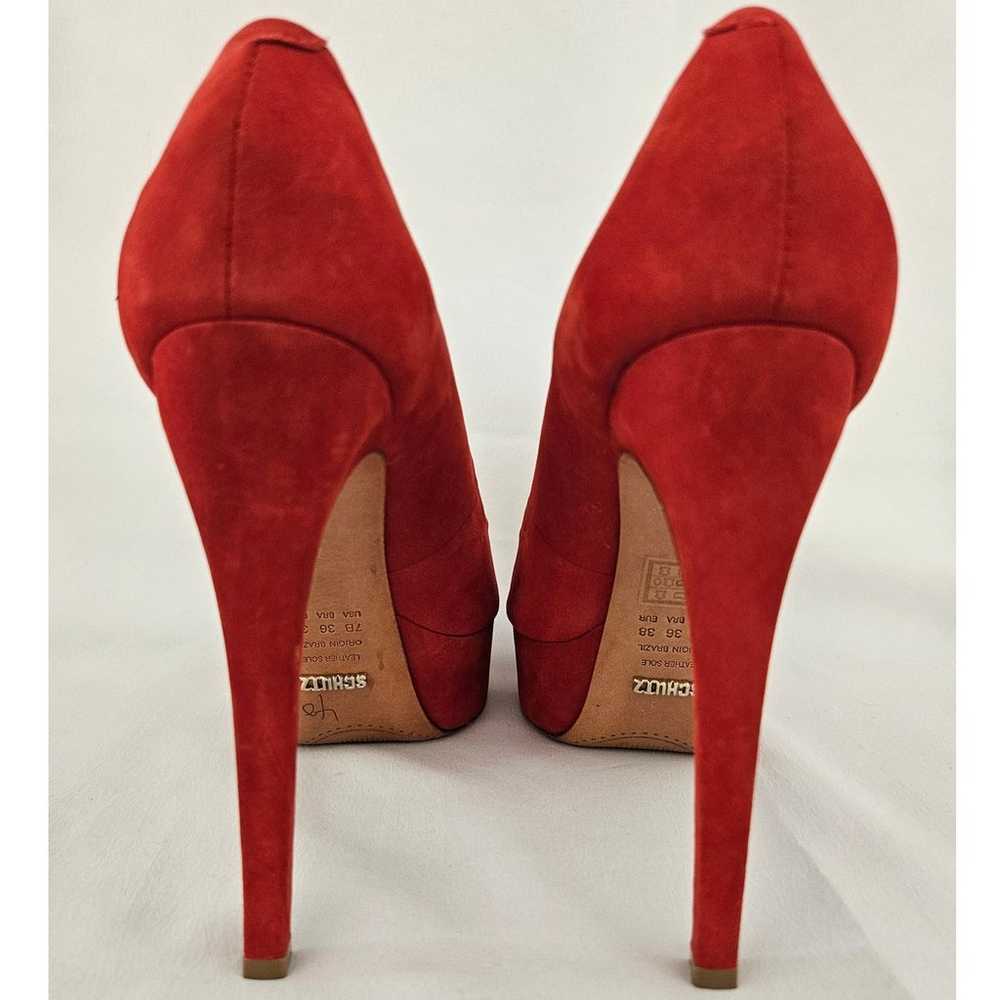 SCHUTZ Red Santana Leather Peep Open Toe Stiletto… - image 4