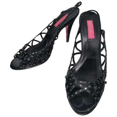 Betsey Johnson Size 8.5 Black Satin Crystal Rhine… - image 1