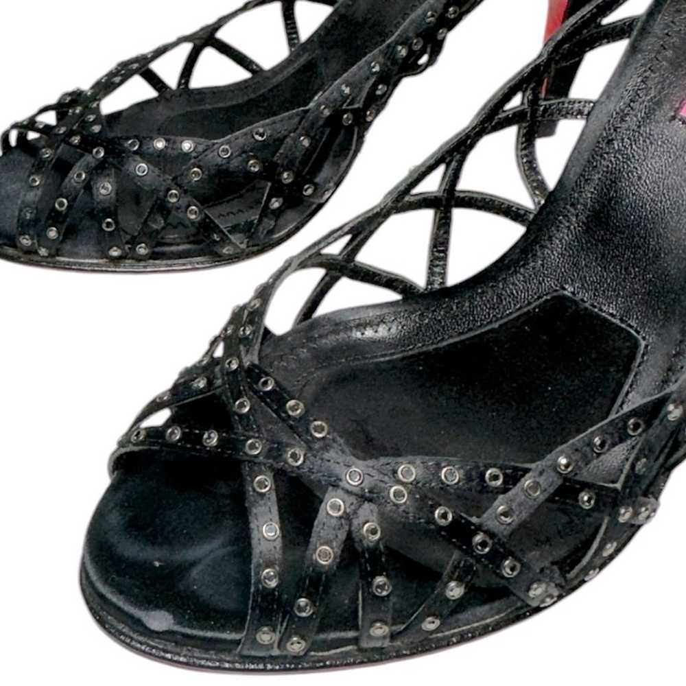 Betsey Johnson Size 8.5 Black Satin Crystal Rhine… - image 3