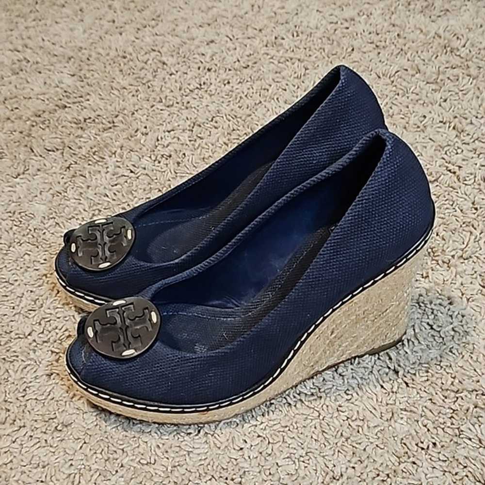 Tory Burch Navy Blue Canvas Wedges - image 2