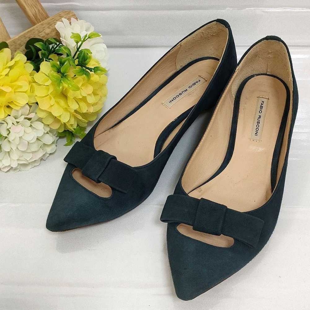 Fabio Rusconi Ribbon Pumps Suede Navy Low Heels S… - image 1