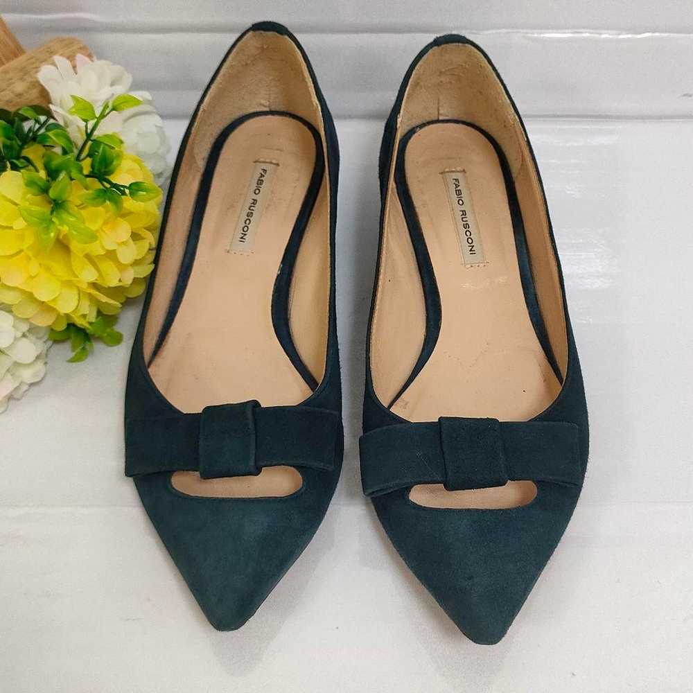 Fabio Rusconi Ribbon Pumps Suede Navy Low Heels S… - image 2