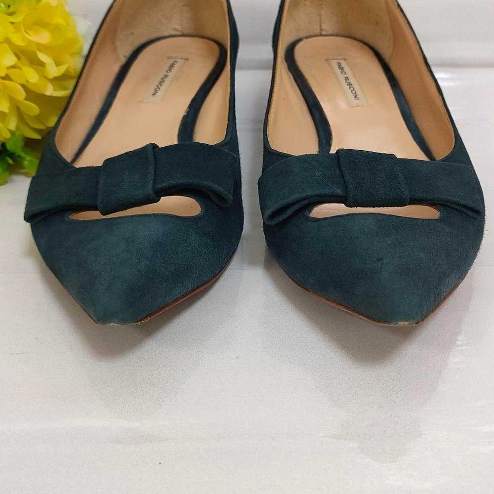 Fabio Rusconi Ribbon Pumps Suede Navy Low Heels S… - image 3