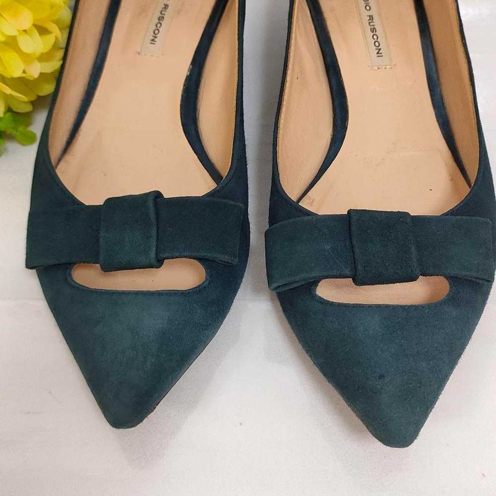 Fabio Rusconi Ribbon Pumps Suede Navy Low Heels S… - image 4