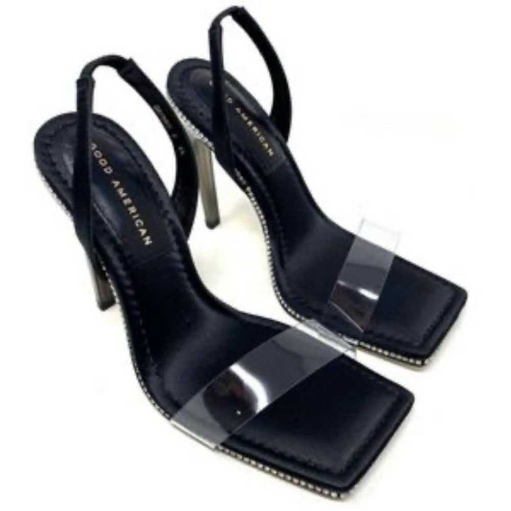 Good American Crystal Crush lucite sandal black 4… - image 2