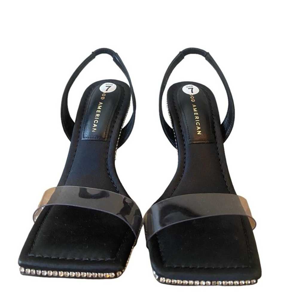 Good American Crystal Crush lucite sandal black 4… - image 3