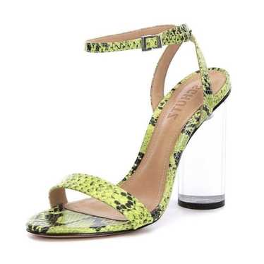 Schutz Valencia Green Neon Snakeskin Clear Heels … - image 1