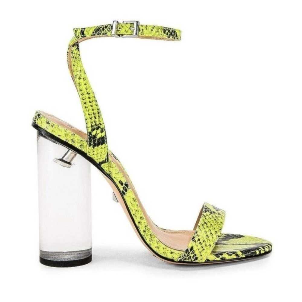 Schutz Valencia Green Neon Snakeskin Clear Heels … - image 2