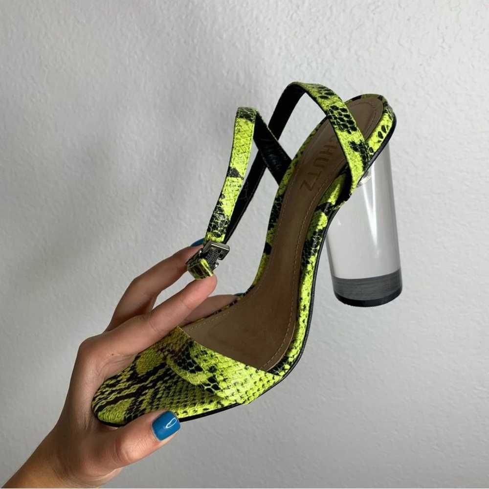 Schutz Valencia Green Neon Snakeskin Clear Heels … - image 3