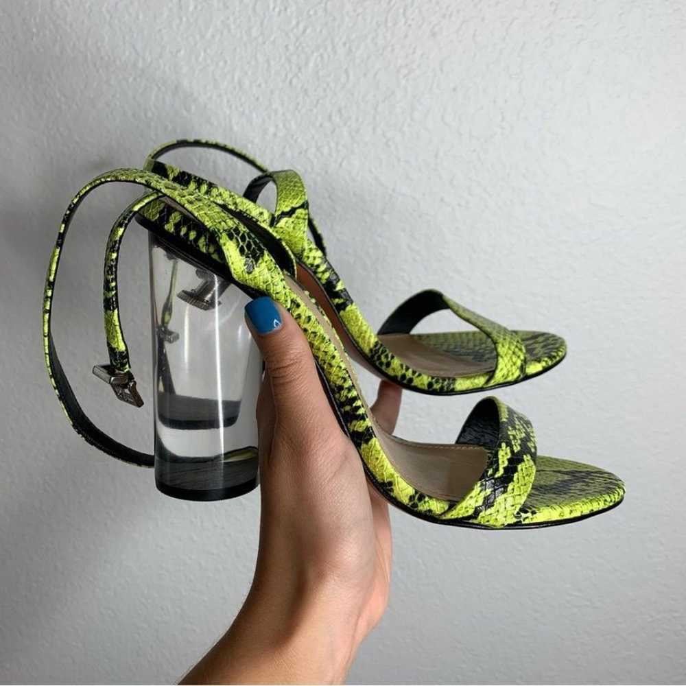 Schutz Valencia Green Neon Snakeskin Clear Heels … - image 4