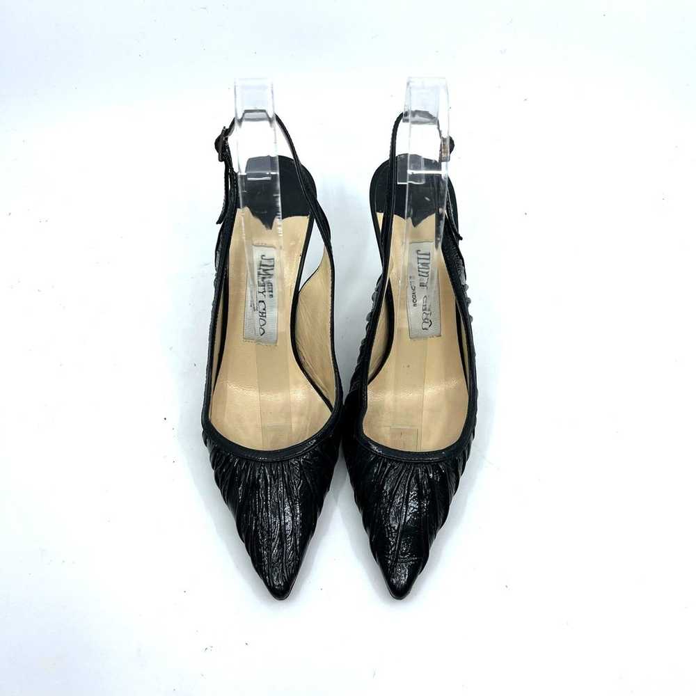 Jimmy Choo Black Leather Slingback Heels Women's … - image 5