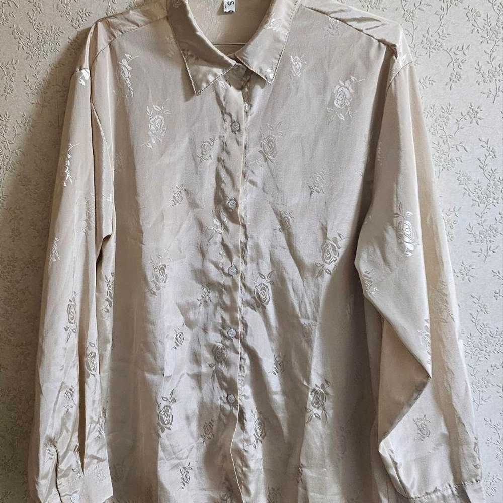 vintage satin long-sleeve shirt - image 1