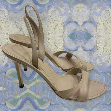 Gunmetal Nude Leather Sandals, Back Ankle Strap. 3