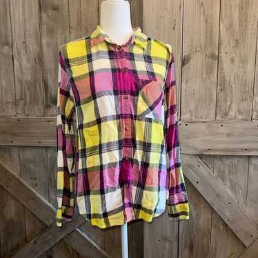 American Eagle Vintage Boyfriend Plaid Flannel Shi