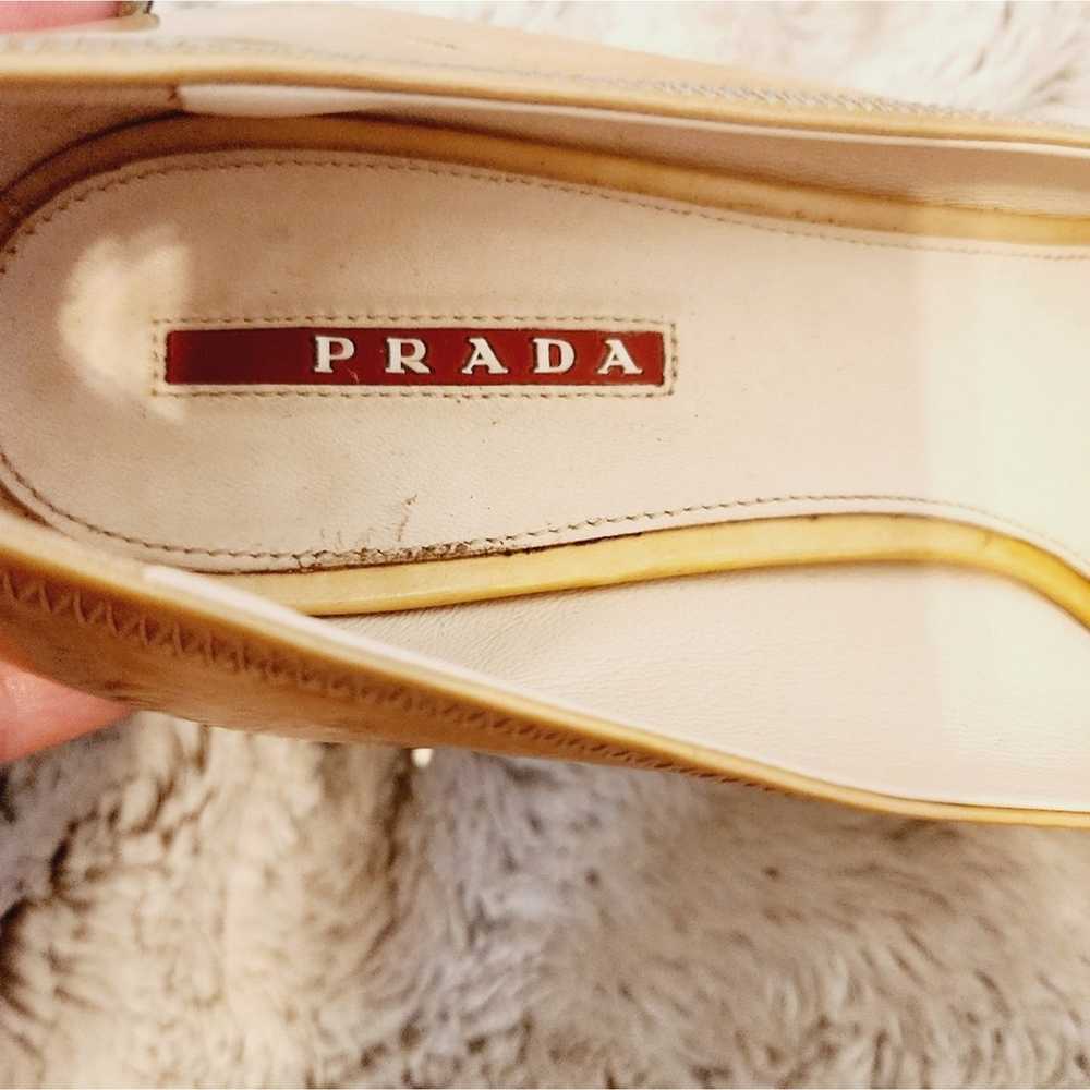 PRADA YELLOW PEEP TOE LEATHER PUMP SIZE 39 6.5 - image 11