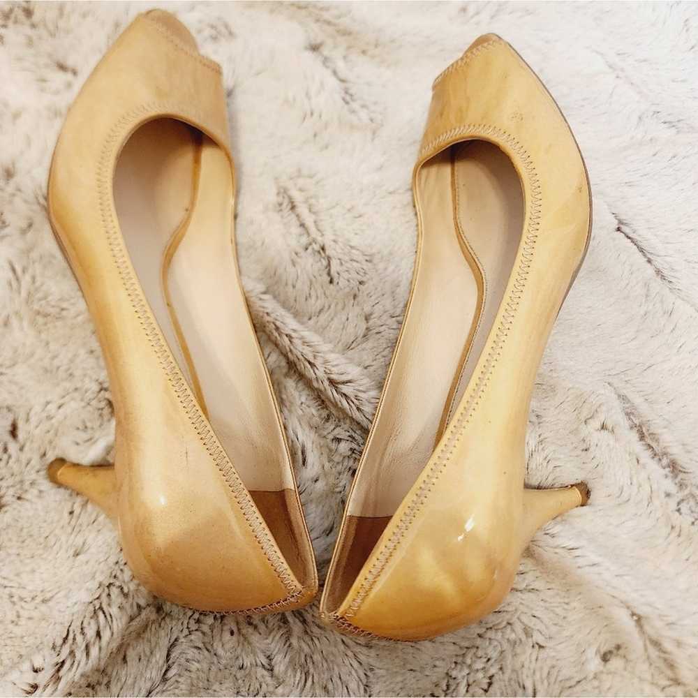 PRADA YELLOW PEEP TOE LEATHER PUMP SIZE 39 6.5 - image 9