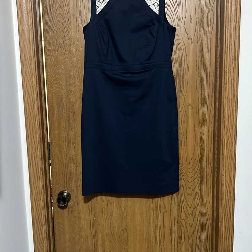 Ann Taylor Navy Dress with Cream Lace - image 1