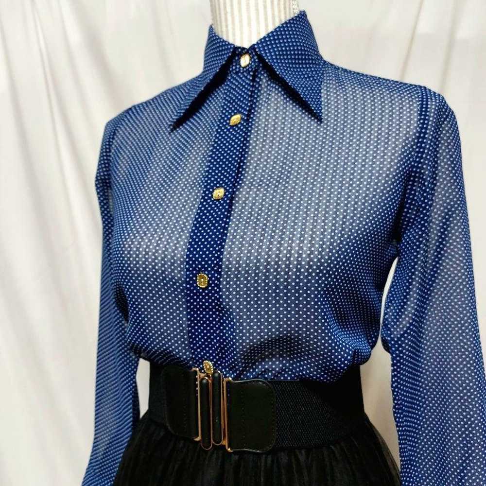 Sheer blouse with polka dot pattern, used, Showa … - image 1