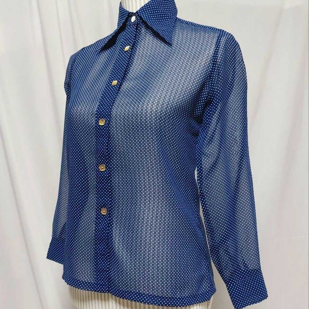 Sheer blouse with polka dot pattern, used, Showa … - image 6