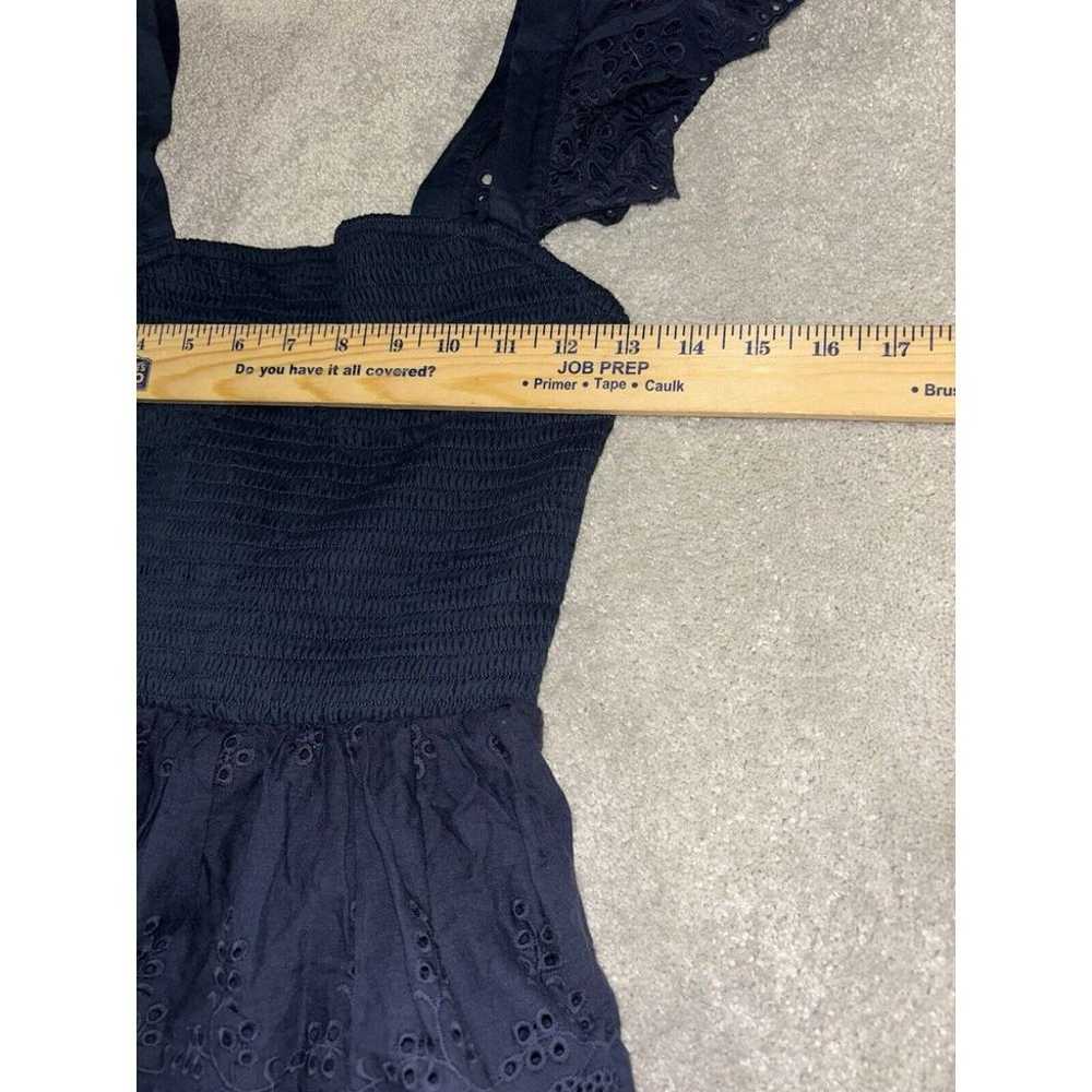 lulus navy eyelet smocked dress tiered ruffles EUC - image 3