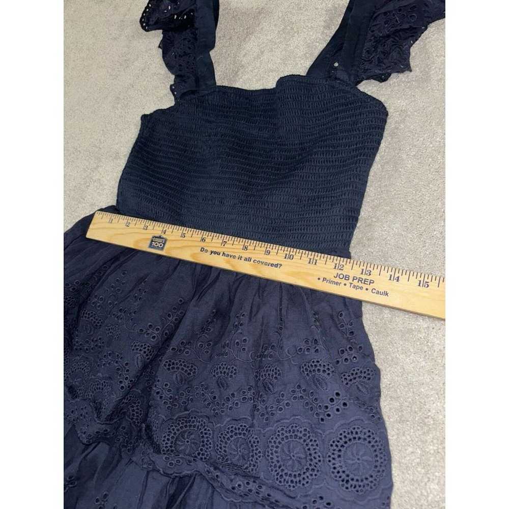 lulus navy eyelet smocked dress tiered ruffles EUC - image 4