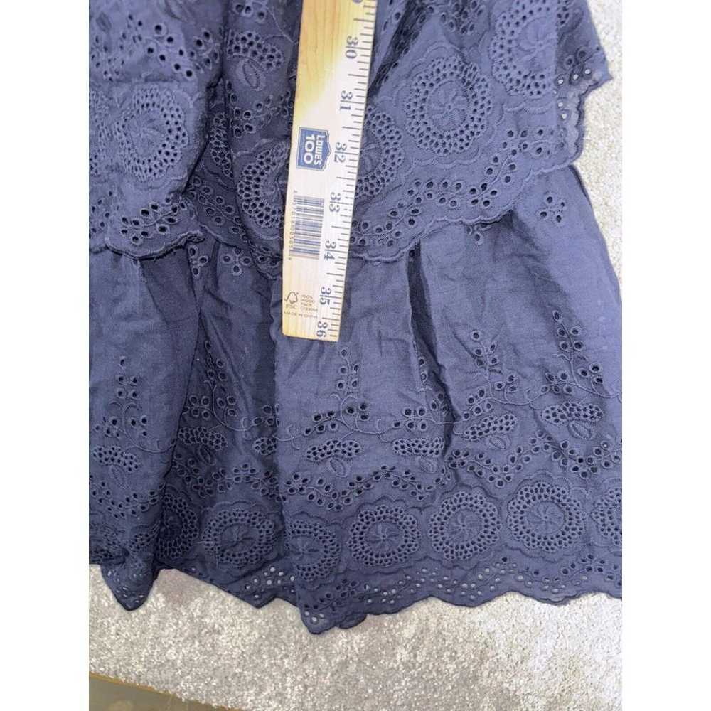 lulus navy eyelet smocked dress tiered ruffles EUC - image 5