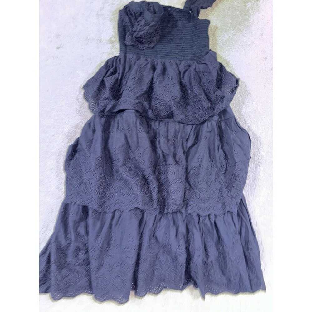 lulus navy eyelet smocked dress tiered ruffles EUC - image 8