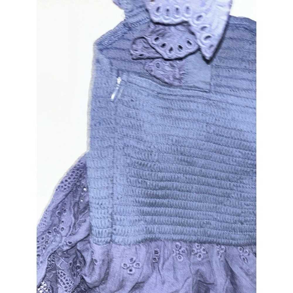 lulus navy eyelet smocked dress tiered ruffles EUC - image 9