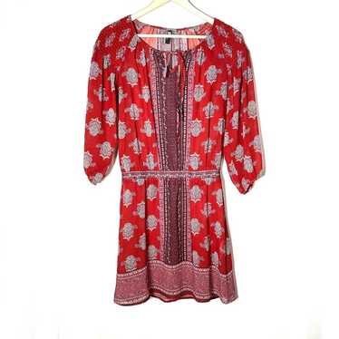 Kut from the Kloth red floral fit and flare BoHo d