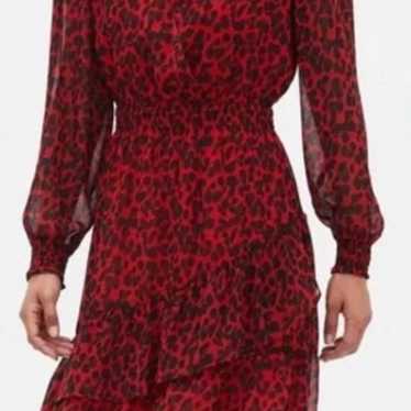 Banana Republic Red & Black Animal Print Dress si… - image 1