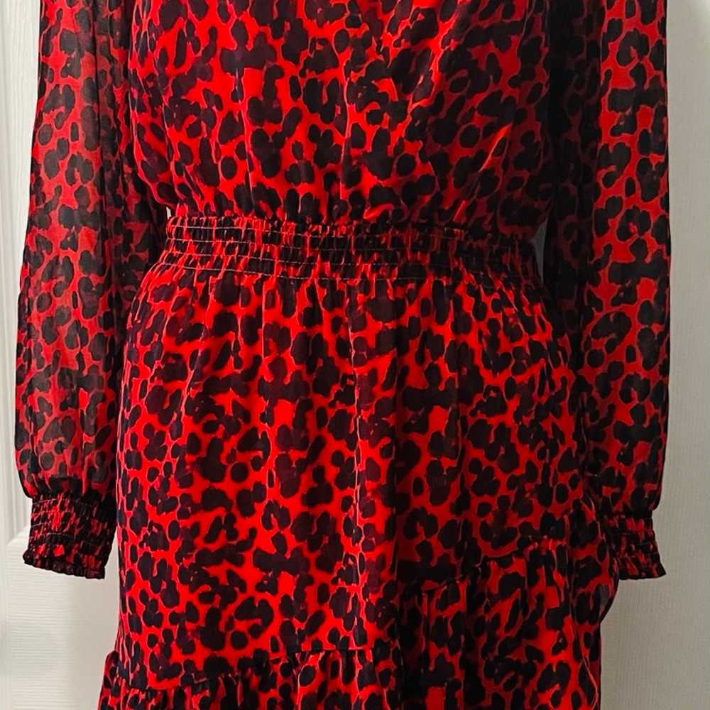 Banana Republic Red & Black Animal Print Dress si… - image 2