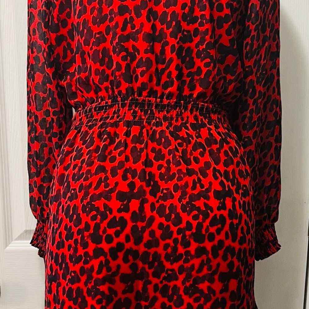 Banana Republic Red & Black Animal Print Dress si… - image 3