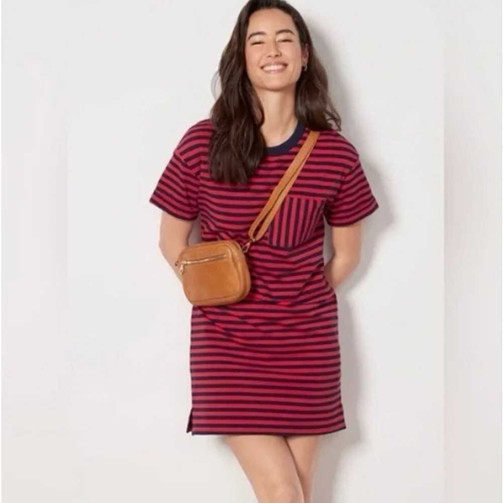 EVEREVE Braxton Tee Dress Navy Red Stripe Womens … - image 1