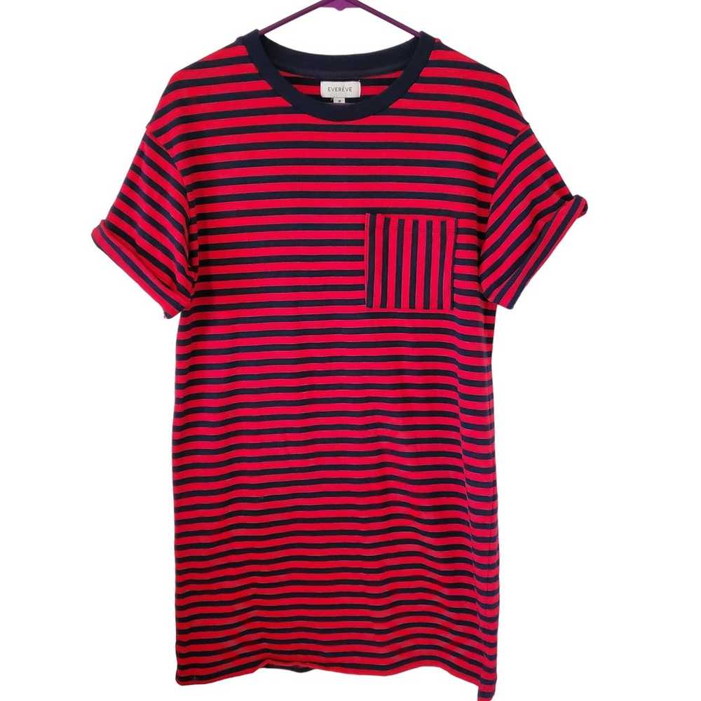 EVEREVE Braxton Tee Dress Navy Red Stripe Womens … - image 2