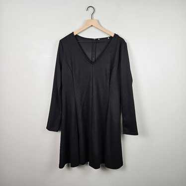 Loft V Neck Black Long Sleeve Dress