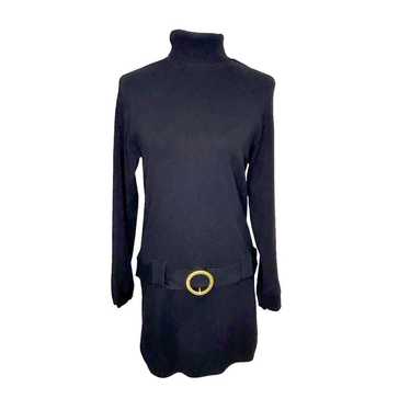 INC International Concepts Black Belted Turtleneck