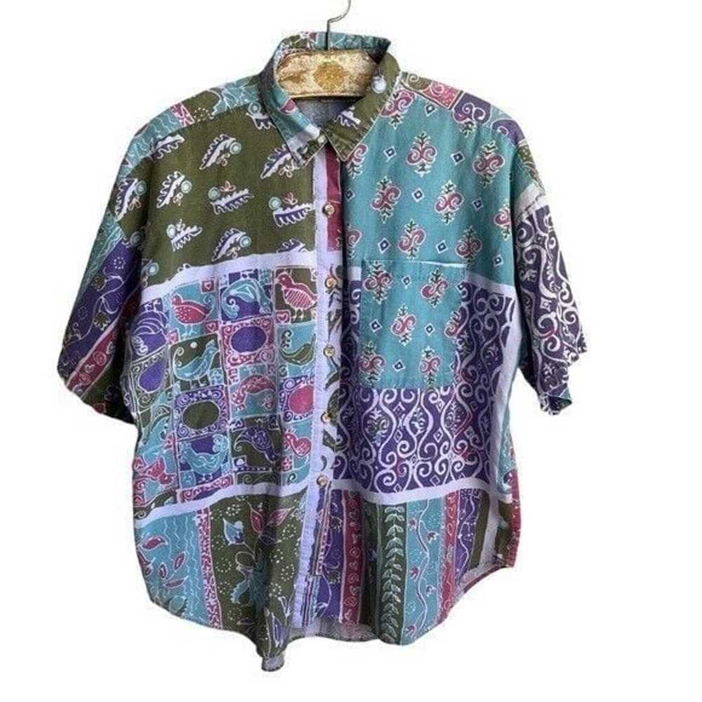 Vintage Faded 90s Button Front Shirt Women's Size… - image 1