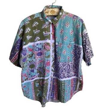 Vintage Faded 90s Button Front Shirt Women's Size… - image 1